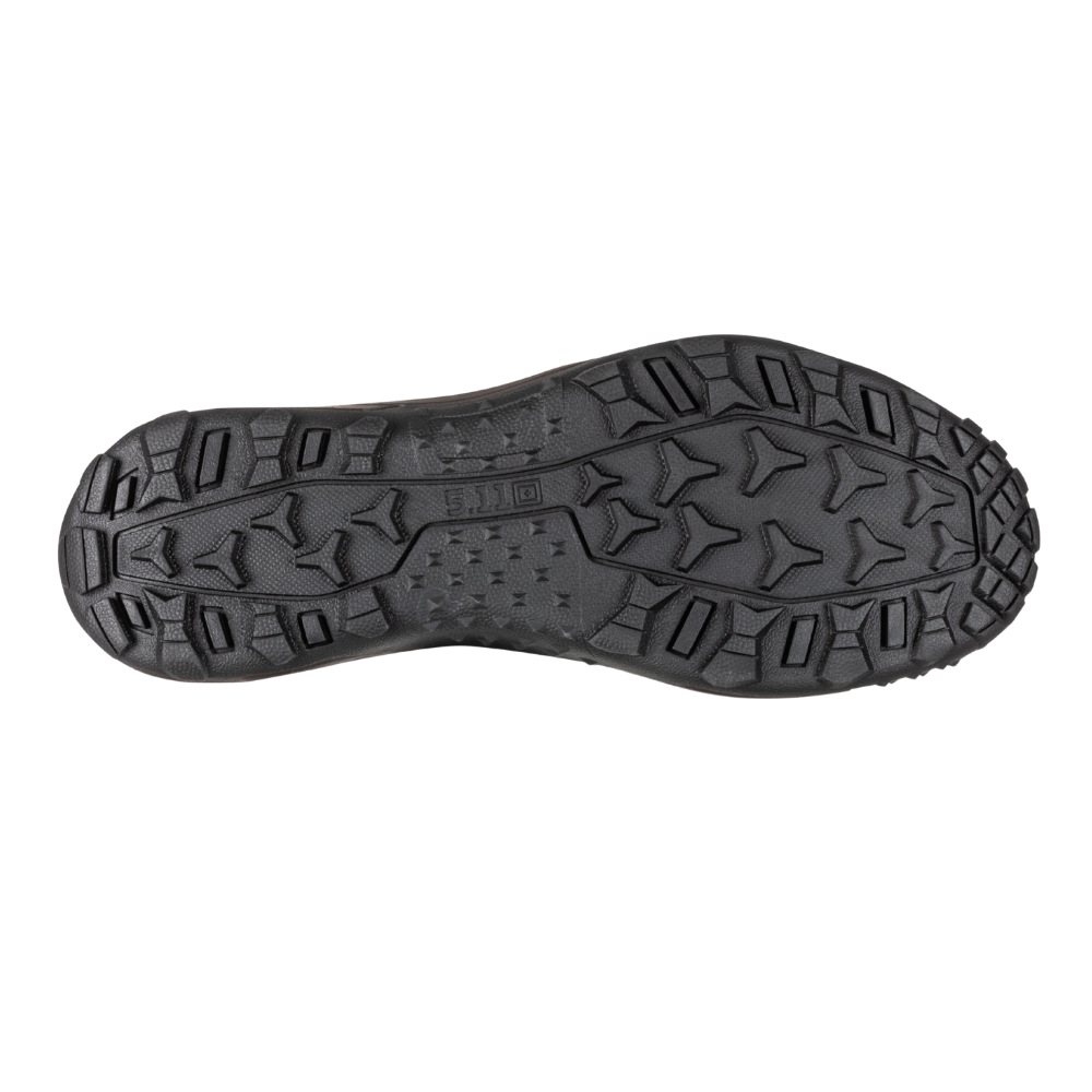 Underside of the 5.11 Tactical A/T HD 8-inch Boot in Black Coffee, showing the outsole tread