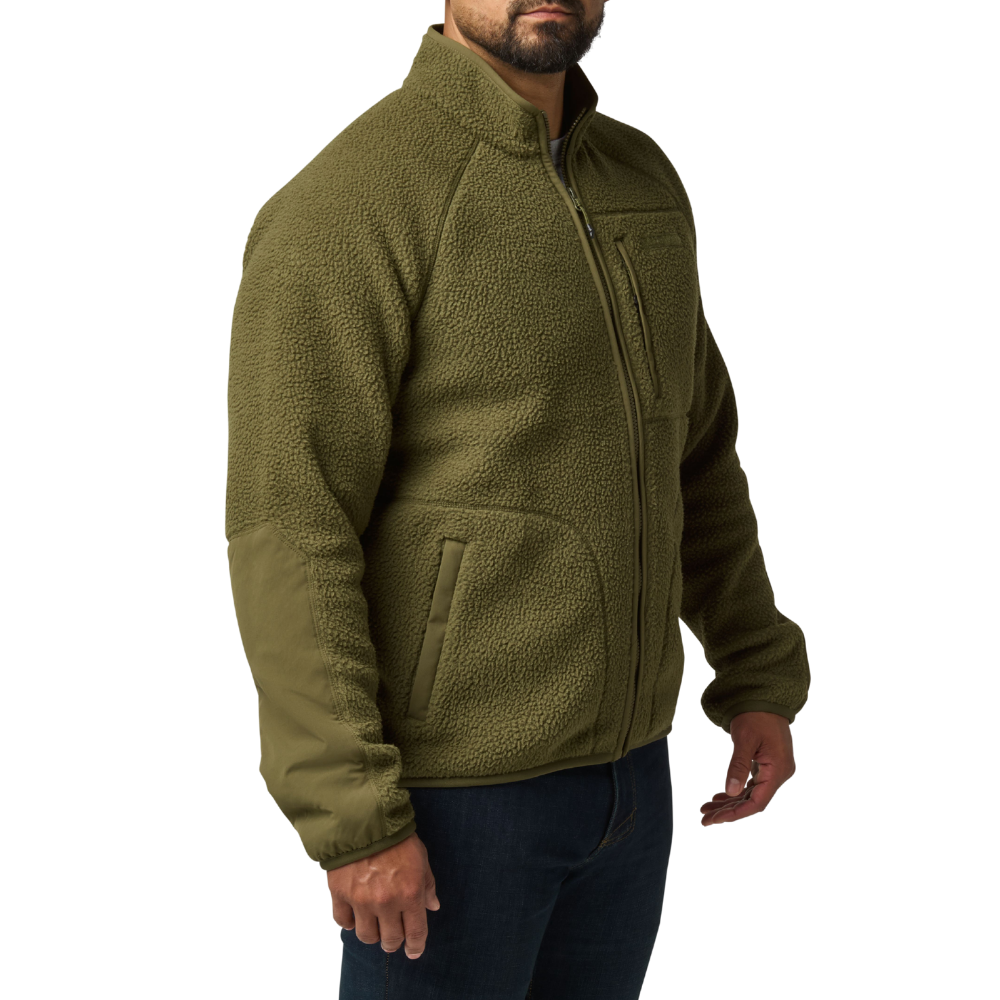 5.11 Tactical HQ Tech Fleece Jacket in Field Green, side view