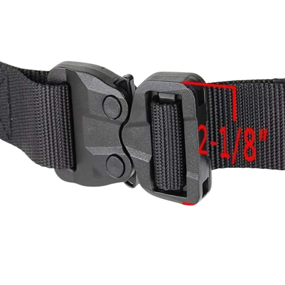 Close-up of the black Cobra buckle on the Condor Outdoor GT Cobra Belt
