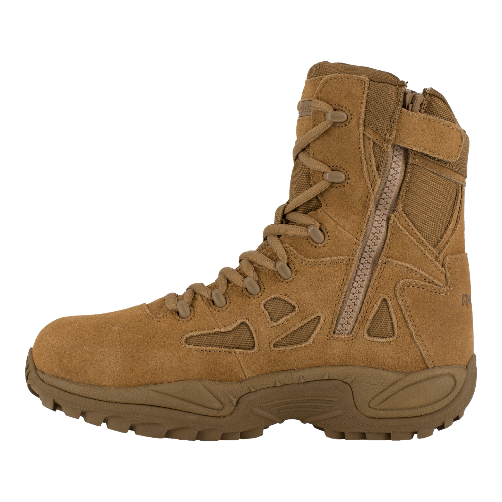 Reebok Rapid Response 8 side zip composite toe boot in coyote, side view of the inner side