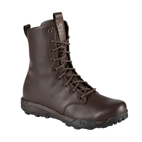 5.11 Tactical A/T HD 8-inch Boot in Black Coffee, angled front view
