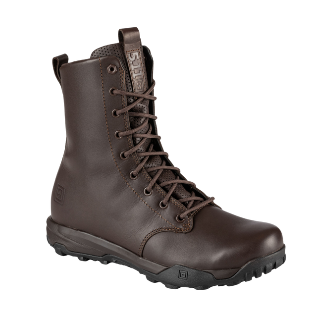 5.11 Tactical A/T HD 8-inch Boot in Black Coffee, angled front view