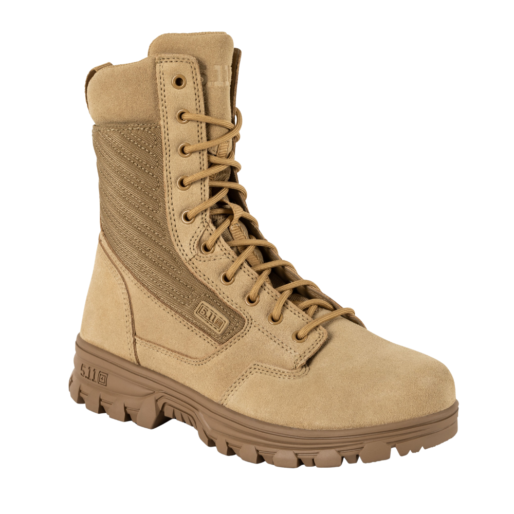5.11 Tactical EVO 2.0 8-inch Arid Boot in Coyote, angled front view
