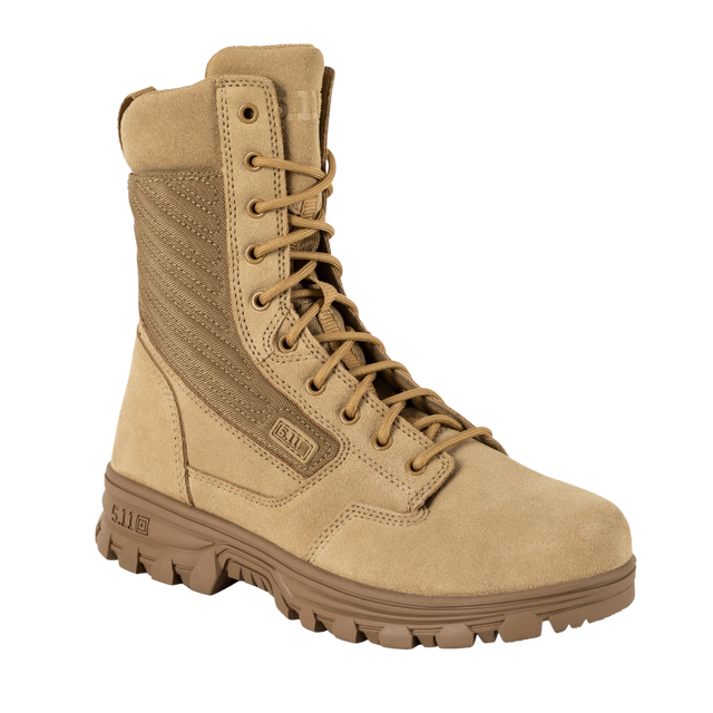 5.11 Tactical EVO 2.0 8-inch Arid Boot in Coyote, angled front view