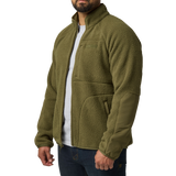 5.11 Tactical HQ Tech Fleece Jacket in Field Green, unzipped, side view