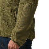 Close-up of the sleeve on the 5.11 Tactical HQ Tech Fleece Jacket in Field Green