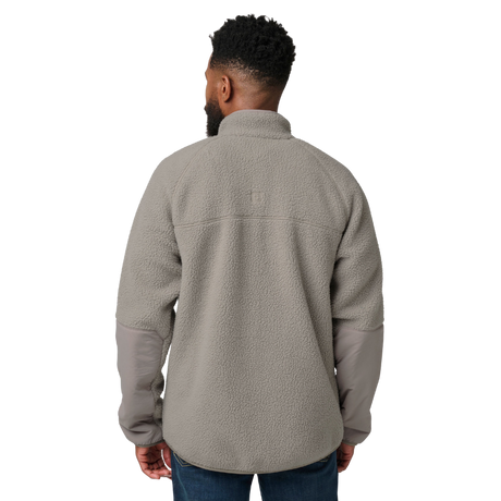 Man wearing the 5.11 Tactical HQ Tech Fleece Jacket in Mushroom, back view