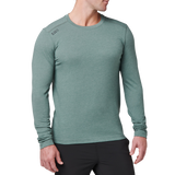 Man wearing the 5.11 Tactical PT-R Charge Long Sleeve 2.0 in Willow Green Heather, angled front view