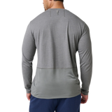 Man wearing the 5.11 Tactical PT-R Charge Long Sleeve 2.0 in Storm Heather, back view