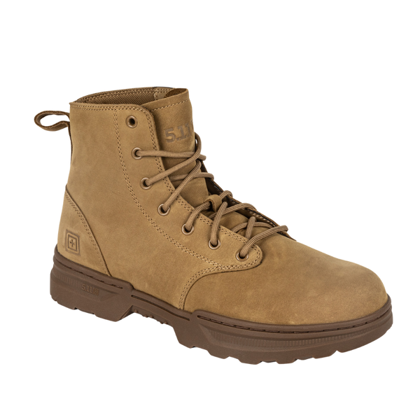 5.11 Tactical Rambler 6-inch Boot in Dark Coyote, angled front view
