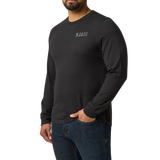Man wearing the 5.11 Tactical Send It Bow Long Sleeve Tee in Black, angled to the left