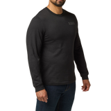Man wearing the 5.11 Tactical Send It Bow Long Sleeve Tee in Black, angled to the right