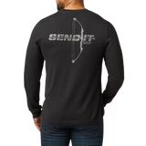 Man wearing the 5.11 Tactical Send It Bow Long Sleeve Tee in Black, back view