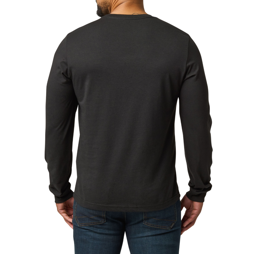 5.11 Tactical Weathered Lock Up Long Sleeve Tee in Black, back view
