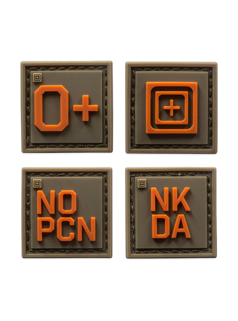 5.11 Tactical Blood Type Patch Kit O Positive-Morale Patches-5.11 Tactical-TacSource