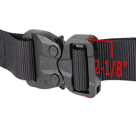 Close-up of the black Cobra buckle on the Condor Outdoor GT Cobra Belt