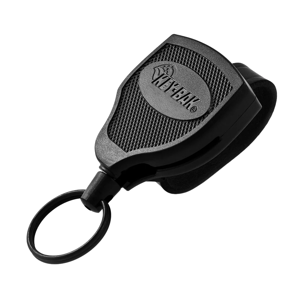 KEY-BAK - Super48 Heavy Duty Retractable Keychain with Ball-Joint Lock | Leather Loop