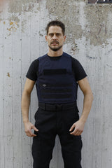 Person wearing EnGarde Rhino anti-stab vest, front view