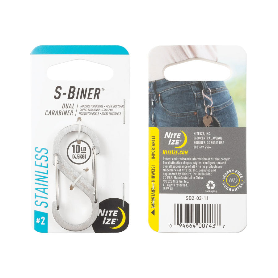 Nite Ize S-Biner Dual Carabiner Stainless Steel-S-Biner-Nite-Ize-#2 Single-Stainless Steel-TacSource