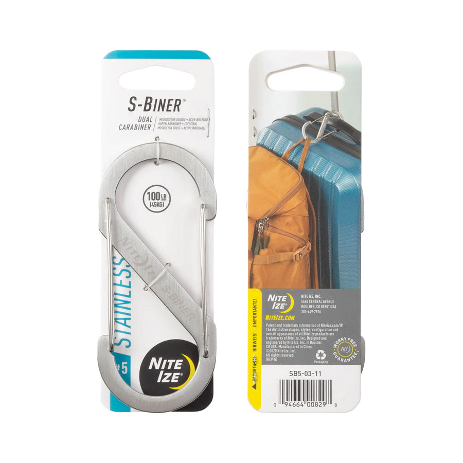 Nite Ize S-Biner Dual Carabiner Stainless Steel-S-Biner-Nite-Ize-#5 Single-Stainless Steel-TacSource