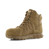 Reebok Trailgrip Tactical 6 side zip composite toe boot in coyote, angled view of the inner side