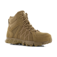 Reebok Trailgrip Tactical 6 side zip composite toe boot in coyote, angled view of the outer side