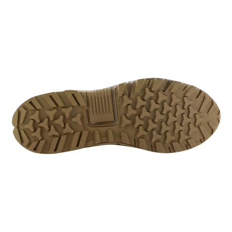 Reebok Trailgrip Tactical 6 side zip composite toe boot in coyote, view of the outsole tread from below