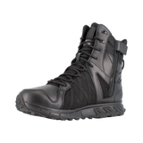 Reebok Trailgrip Tactical 8 side zip waterproof boot in black, angled view of the inner side