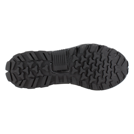 Reebok Trailgrip Tactical 8 side zip waterproof boot in black, view of the outsole tread from below
